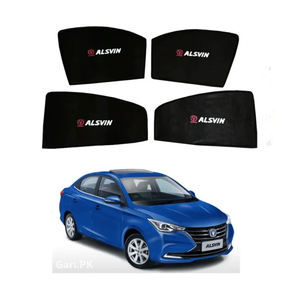 Changan Alsvin High Quality Sun Shade with Logo 4Pcs - Black