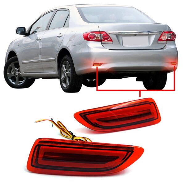 Pair LED Rear Bumper Reflector Brake Tail Light Red For Toyota Corolla 2011-2013